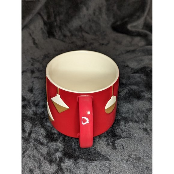 2012 Starbucks Christmas Mug Red With White and Gold Ornaments - Picture 2 of 5